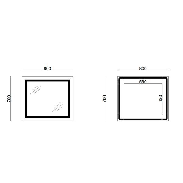 Дзеркало Lidz Kubis 700х800 з LED-підсвічуванням Touch, з антизапотіванням, з диммером, рег. яскравості Reverse SD00052333 фото