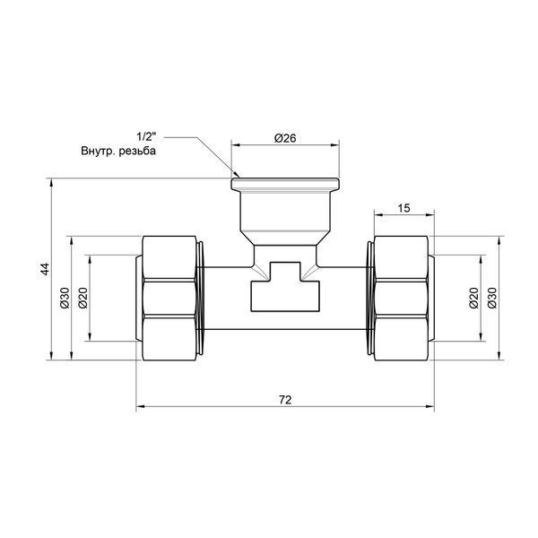 Трійник обтискний SD Plus 20х1/2"х20 ВР SD159W201520 SD00002669 фото