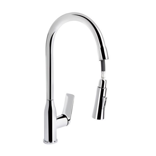 Смеситель для кухни Qtap Vlasta New с выдвижным изливом QTVLA344CRM45646 Chrome, латунный, однорычажный SD00051770 фото