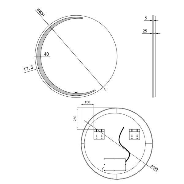 Дзеркало Qtap Robin R830 з LED-підсвічуванням, QT13782601W SD00045773 фото