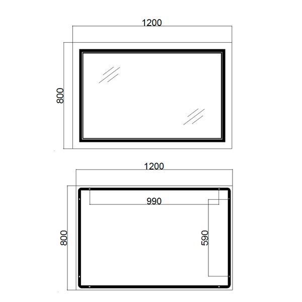Зеркало Qtap Cardinal 1200х800 с LED-подсветкой Touch, с антизапотеванием, с диммером, рег. темп. цвета (3000-6500K) QT0478C12080 SD00052328 фото