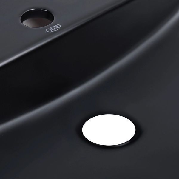 Комплект Qtap Scorpio: Раковина накладна овальна 505x385x120 мм Matt Black + Донний клапан PU03 SD00053436 фото