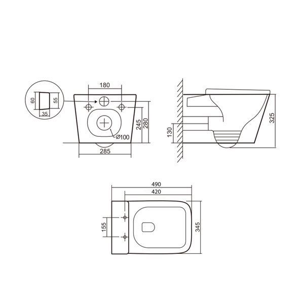 Унітаз підвісний Qtap Tern New Ultra Quiet безобідковий з сидінням Soft-close MATT BLACK QT17332303ASMB SD00052572 фото