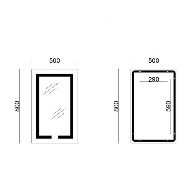 Дзеркало Lidz Kubis 800х500 з LED-підсвічуванням Touch, з антизапотіванням, з диммером, рег. яскравості для ванної SD00052334 фото