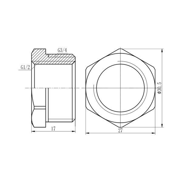Футорка SD Forte 3/4"х1/2" ЗВ хром SF374H2015 SD00002756 фото