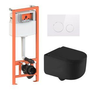 Готовое решение Qtap для ванной комнаты: подвесной унитаз Taurus Ultra Quiet + комплект инсталляции Nest 4 в 1 (круглая клавиша White) SD00052302 фото