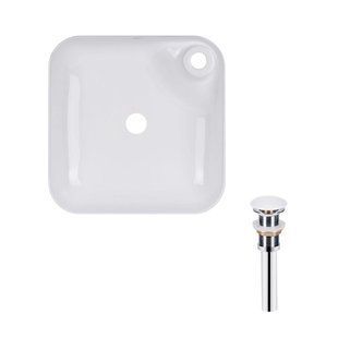 Комплект Qtap Stork: Раковина накладная квадратная 430x430x120 мм White + Донный клапан PU02 SD00053442 фото