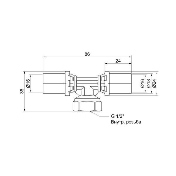 Тройник пресс Icma 16х1/2"х16 ВР №408 SD00009342 фото