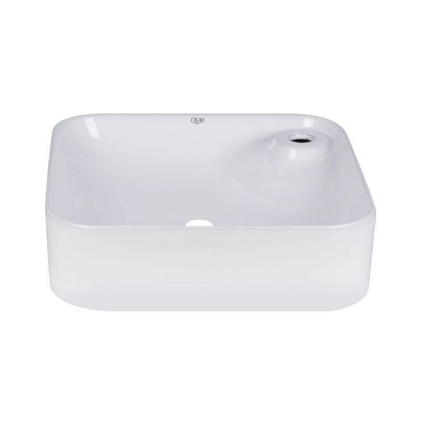 Комплект Qtap Stork: Раковина накладна квадратна 430x430x120 мм White + Донний клапан PU02 SD00053442 фото