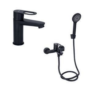 Комплект змішувачів для ванної кімнати Lidz Latwa 00 Black+Lidz Latwa 006Black SD00053696 фото