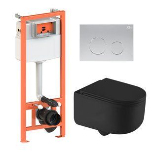 Готовое решение Qtap для ванной комнаты: подвесной унитаз Taurus Ultra Quiet + комплект инсталляции Nest 4 в 1 (круглая клавиша Satin) SD00052304 фото