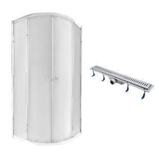 QT Душова кабіна PRESTO CRM1099AP5, півколо, 90x90, скло 5мм Pear + QT Dry FA304-700 Лінійний трап, акційний набір SD00050853 фото