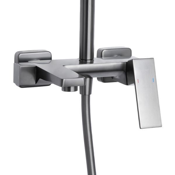 Душова система універсальна Qtap Gemini на три споживачі (з виливом) QTGEM111GMB45688 Gunmetal Black PVD SD00051812 фото