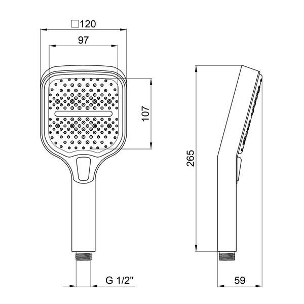 Лійка для ручного душу Qtap Rucni 260x120 мм округла QTRUC125BLM45782 Black Matt SD00051906 фото