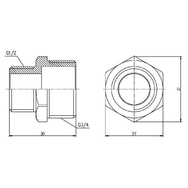 Ніпель редукційний SD Forte 1/2"х3/4" SF3592015 SD00002588 фото