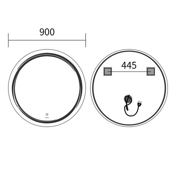 Дзеркало Mixxus Premium WAVE MC04-90 (LED Touch, Anti-fog, димер (3-6,5kK)) (MP6637) MP6637 фото