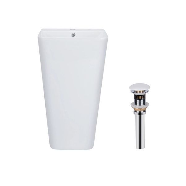 Комплект Qtap Tern: Раковина напольная моноблок 440х380х830 мм White + Донный клапан PU02O SD00053444 фото