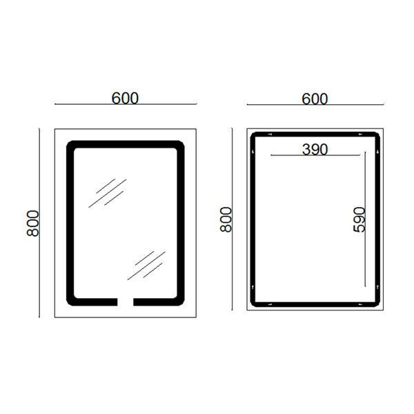 Дзеркало Lidz Kubis 600х800 з LED-підсвічуванням Touch, з антизапотіванням, з диммером, рег. яскравості LD78LF9376080 SD00052336 фото