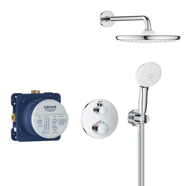 Душова система прихованого монтажу GROHE Grohtherm з термостатом та хромованим покриттям (34872000) 34872000 фото