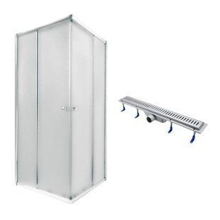 QT Душова кабіна PRESTO CRM1099SP5, квадрат, 90x90, скло 5мм Pear + QT Dry FA304-700 Лінійний трап, акційний набір SD00050852 фото