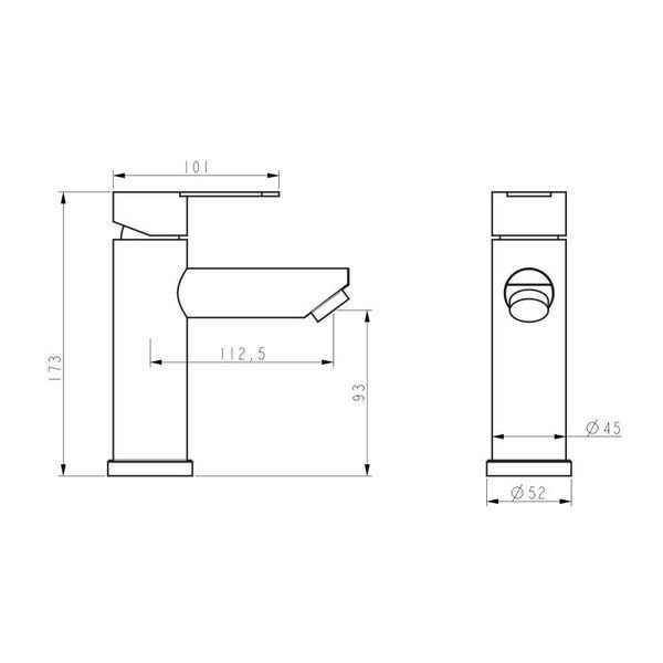 Смеситель для раковины Brinex Pure 001F низкий Nickel BRIPUR001FNKL, однорычажный, из нержавеющей стали SD00053172 фото
