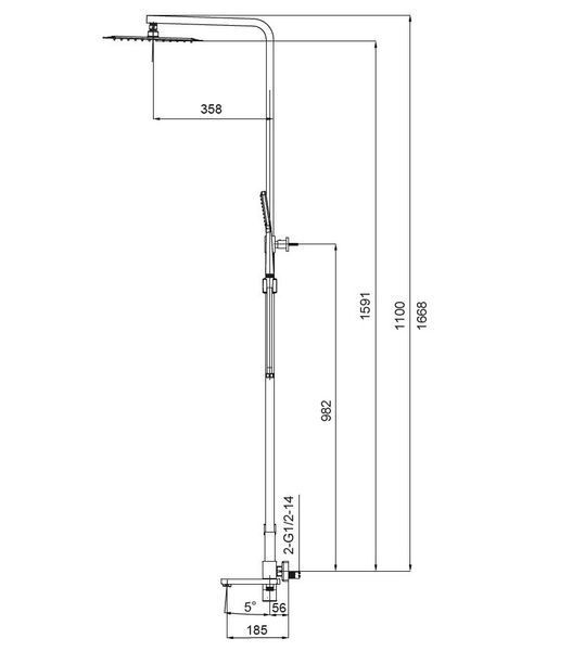 Душова колонна KOER KB-56010-01 з змішувачем, хром, 3 режими, шланг 150 см (KR3494) KR3494 фото