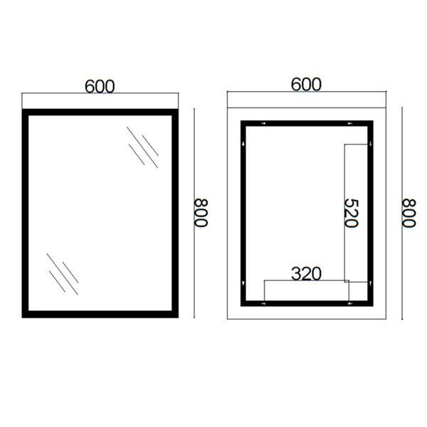 Дзеркало Qtap Mideya Classic 600х800 з LED-підсвічуванням Touch, з антизапітнінням, годинником, диммером, рег. яскравості QT2078F6151W SD00052312 фото