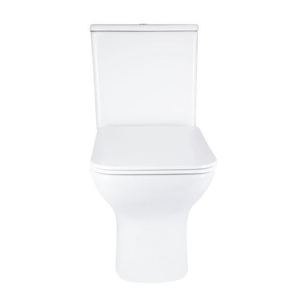 Унітаз підлоговий Qtap Aries Rimless безобідковий з сидінням Soft-close WHITE QT03228302W, з горизонтальним випуском SD00052628 фото