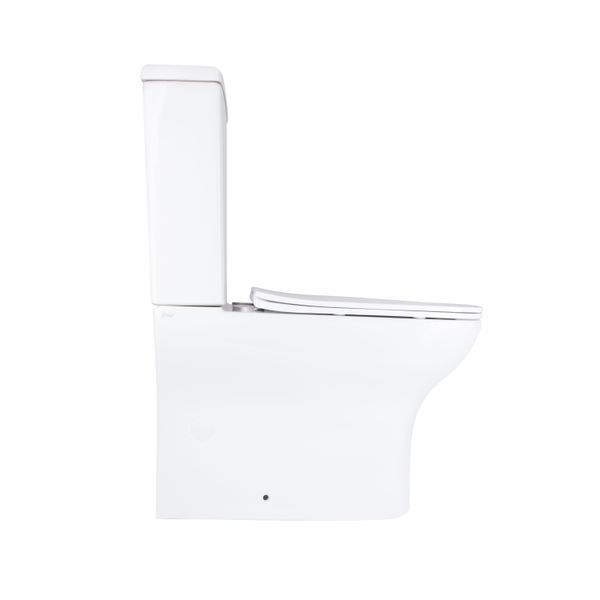 Унітаз підлоговий Qtap Aries Rimless безобідковий з сидінням Soft-close WHITE QT03228302W, з горизонтальним випуском SD00052628 фото