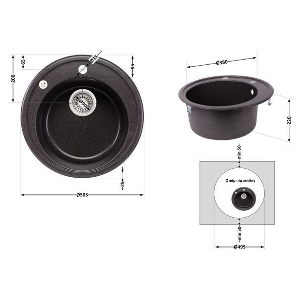 Кухонная мойка Lidz D510/200 GRF-13 (LIDZGRF13D510200) SD00043320 фото