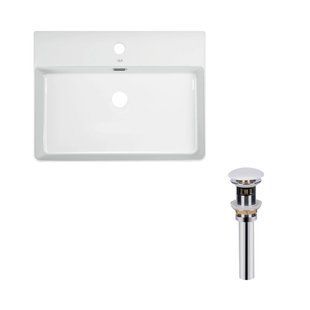 Комплект Qtap Nando LT: Раковина підвісна прамокутна 600х440х130 мм White + Донний клапан PU02O SD00053450 фото