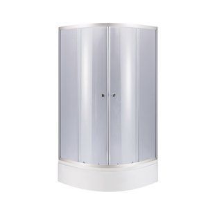 Душова кабіна Latwa SC80x80.SAT.MID.GR полукругла, скло тон. 4 мм + Душовий піддон KAPIELKA ST80x80x26, з панеллю Lidz SD00050784 фото