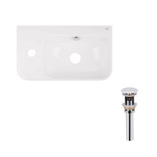 Комплект Qtap Tern: Раковина подвесная прямоугольная левая 450х260х155 мм White + Донный клапан PU02O SD00053451 фото