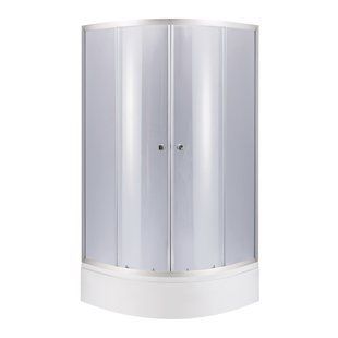 Душова кабіна Latwa SC90x90.SAT.MID.GR полукругла, скло тон. 4 мм + Душовий піддон KAPIELKA ST90x90x26, з панеллю Lidz SD00050782 фото