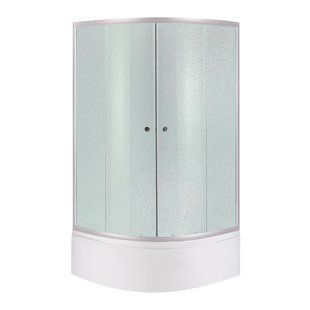 Душова кабіна Latwa SC90x90.SAT.HIGH.FR полукругла, скло Frost 4 мм + Душовий піддон KAPIELKA ST90x90x41, з панеллю Lidz SD00050783 фото
