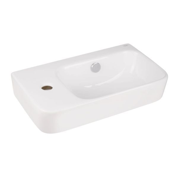 Комплект Qtap Tern: Раковина підвісна прамокутна ліва 450х260х155 мм White + Донний клапан PU02O SD00053451 фото