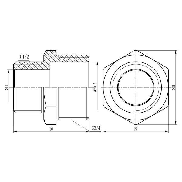 Ніпель редукційний SD Forte 3/4"х1/2" хром SF359H2015 SD00002598 фото