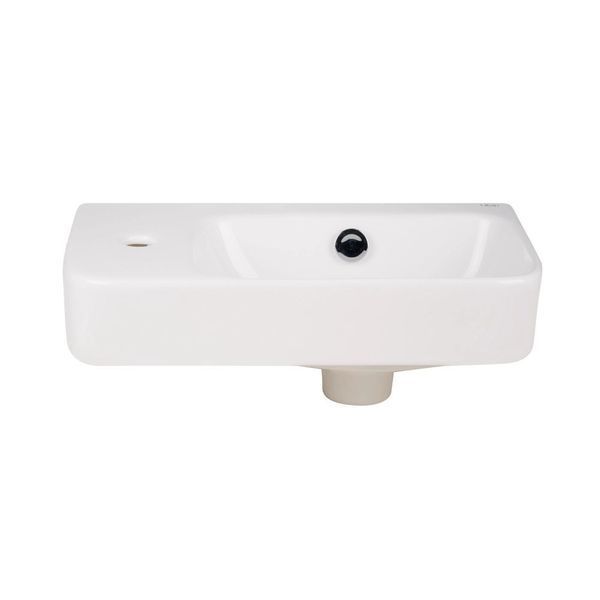 Комплект Qtap Tern: Раковина підвісна прамокутна ліва 450х260х155 мм White + Донний клапан PU02O SD00053451 фото