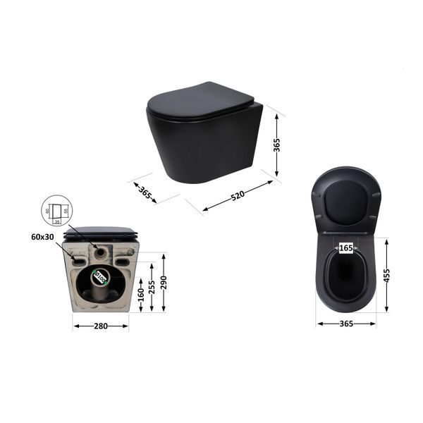 Унитаз подвесной Qtap Scorpio Ultra Quiet с сиденьем с сиденьем Soft-Close MATT BLACK QT14332380AMB SD00052569 фото