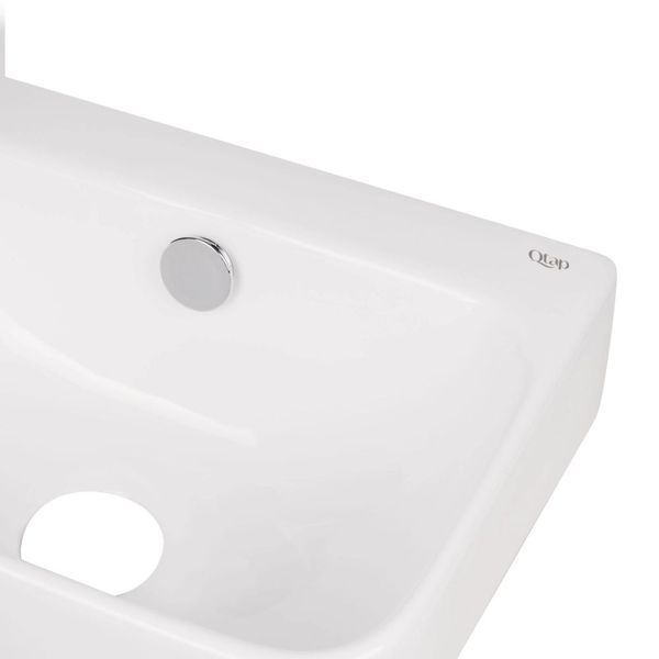 Комплект Qtap Tern: Раковина підвісна прамокутна ліва 450х260х155 мм White + Донний клапан PU02O SD00053451 фото