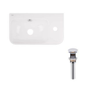 Комплект Qtap Tern: Раковина подвесная прямоугольная правая 450х260х155 мм White + Донный клапан PU02O SD00053452 фото