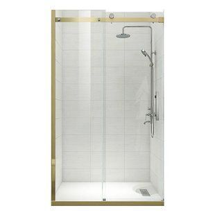 Двері в нішу Koer SR SD01-120х200 см, прозоре скло 8 мм, матове золото (KR5377) KR5377 фото