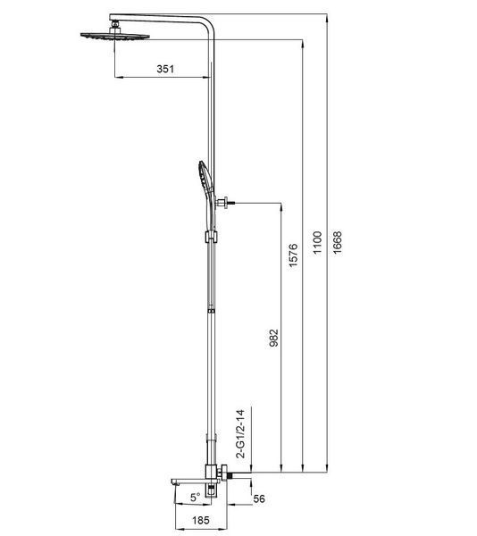 Душова колонка KOER KB-56009-01 з змішувачем, хром, 3 режими, 150 см шланг (KR3506) KR3506 фото