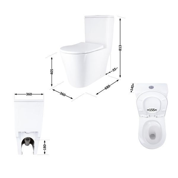 Унітаз-моноблок підлоговий Qtap Swan Ultra Quiet безобідковий з сидінням Soft-close WHITE QT16226080AW SD00052582 фото