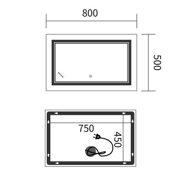 Дзеркало Mixxus Premium QUADRO MR20-50x80-REVERSE (LED Touch, Anti-fog, димер) (MP6620) MP6620 фото