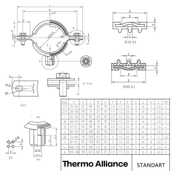 Хомут Thermo Alliance Standart 3/4" с черной резиной (D26-30 мм) SD10020B SD00051759 фото