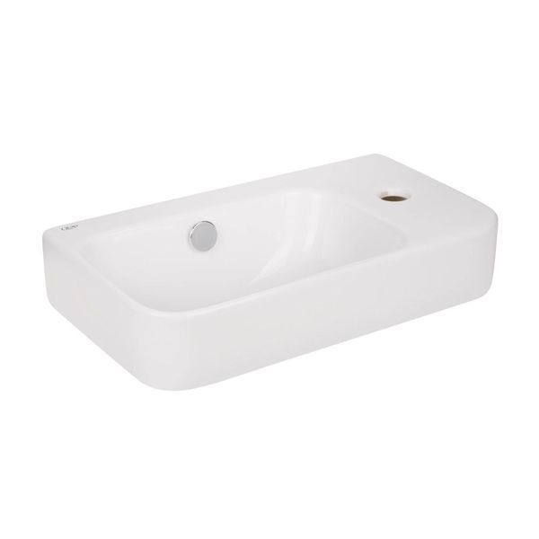 Комплект Qtap Tern: Раковина подвесная прямоугольная правая 450х260х155 мм White + Донный клапан PU02O SD00053452 фото