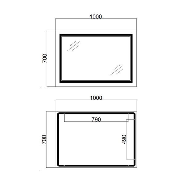 Дзеркало Qtap Cardinal 1000х700 з LED-підсвічуванням Touch, з антизапітнінням, з диммером, рег. темп. кольори (3000-6500K) QT0478C10070 SD00052326 фото