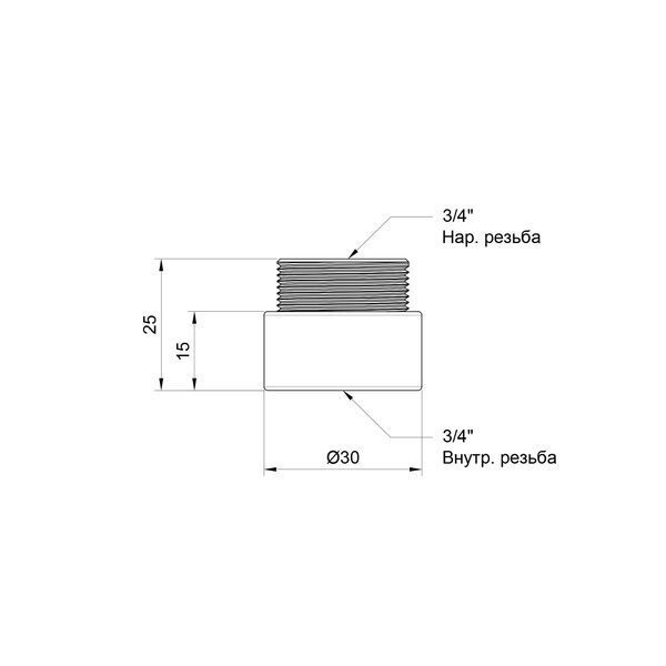 Подовжувач SD Plus 15х3/4" хром SD1302015 SD00010154 фото