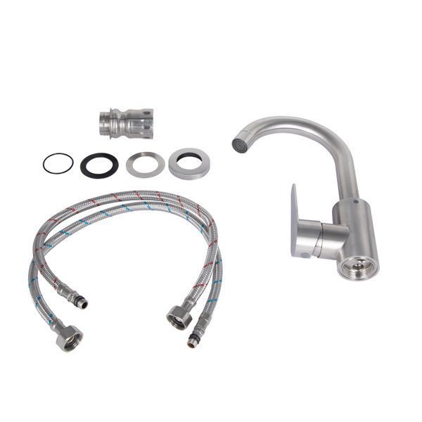 Смеситель для кухни Lidz Vida 015F2 (k35) LDVID015F2NKS43353 Nickel, поворотное излив, однорычажный SD00049476 фото